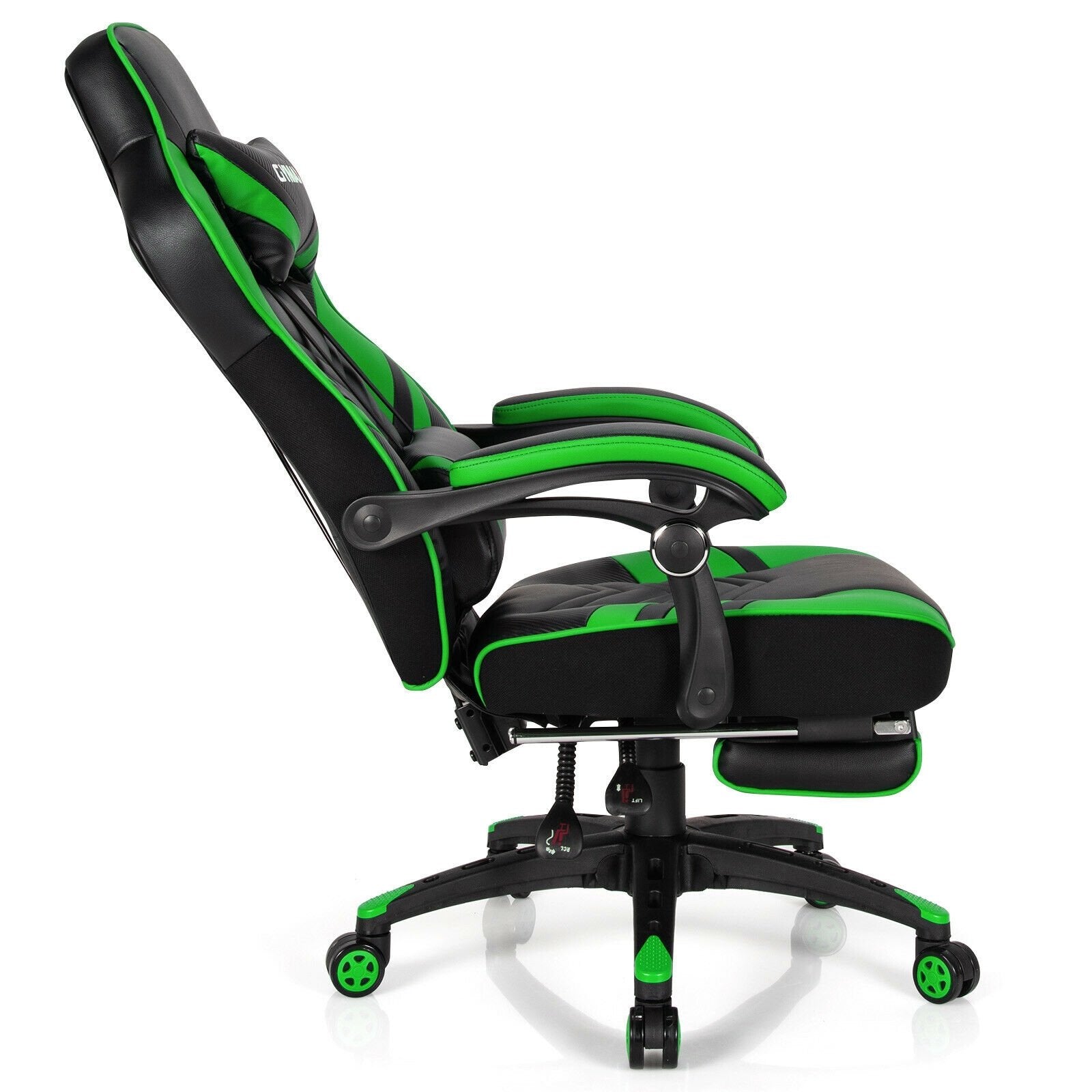 Adjustable Gaming Chair with Footrest for Home Office, Green Gaming Chairs   at Gallery Canada