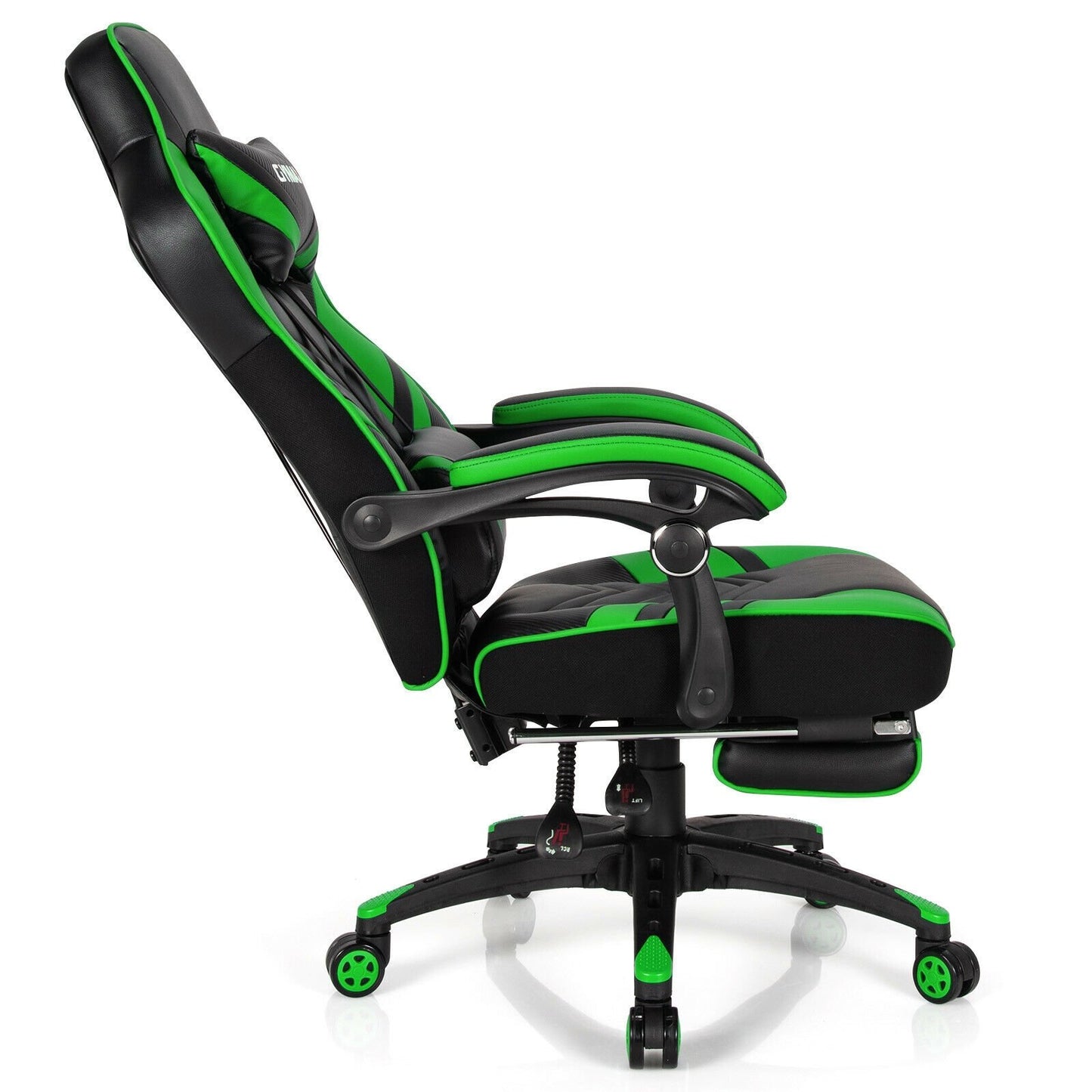 Adjustable Gaming Chair with Footrest for Home Office, Green - Gallery Canada