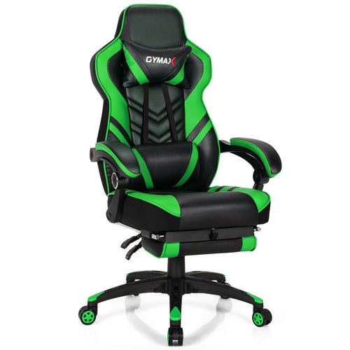 Adjustable Gaming Chair with Footrest for Home Office, Green