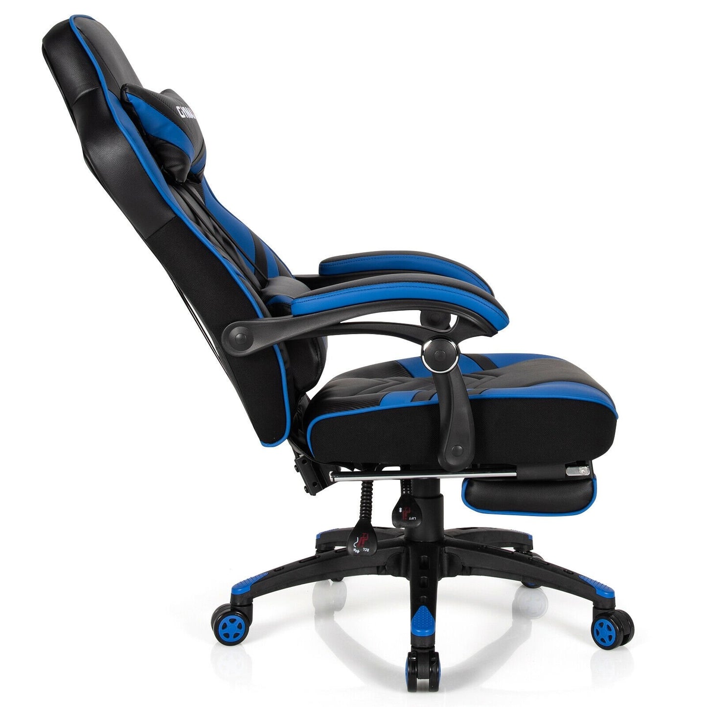 Adjustable Gaming Chair with Footrest for Home Office, Blue Gaming Chairs   at Gallery Canada