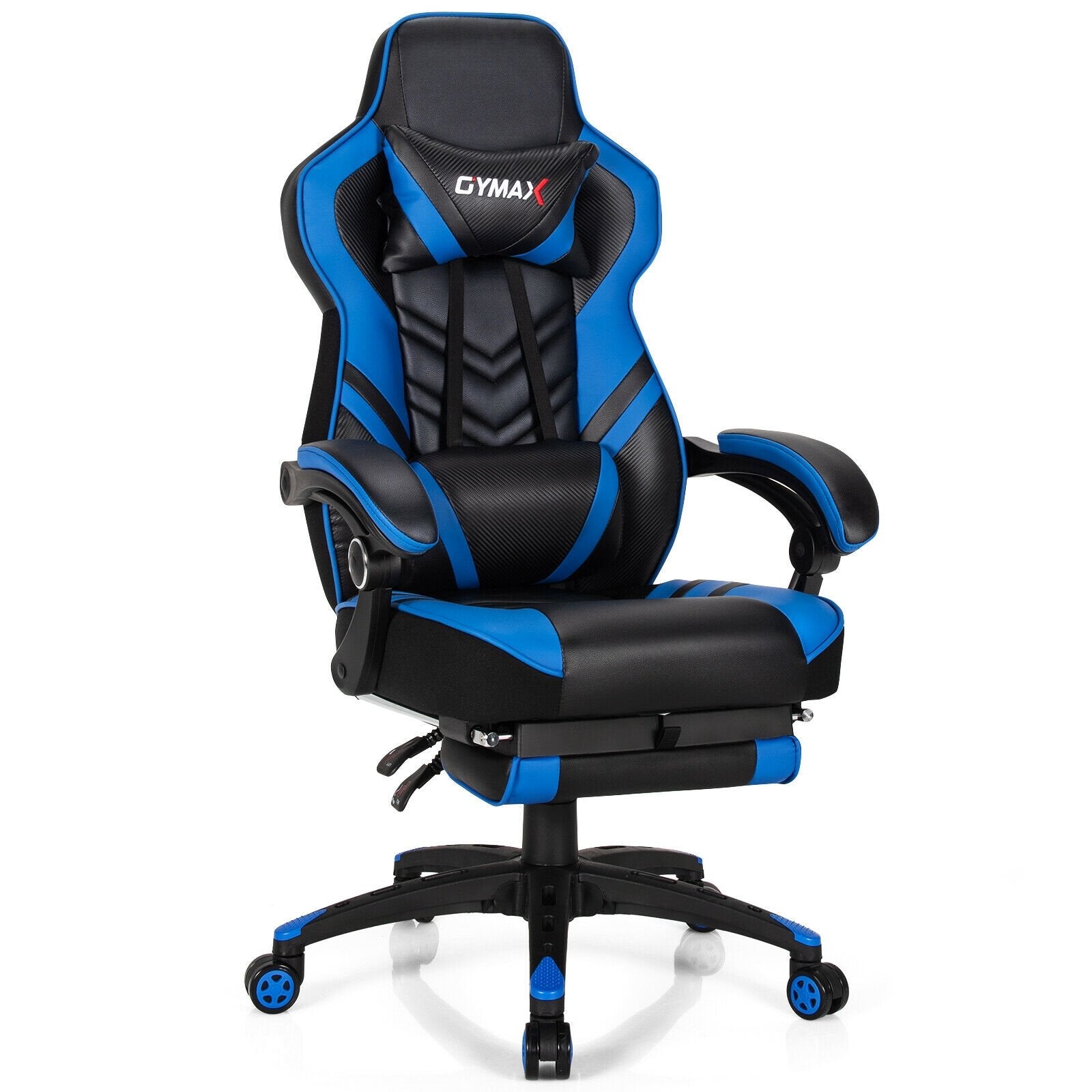 Adjustable Gaming Chair with Footrest for Home Office, Blue Gaming Chairs Blue at Gallery Canada