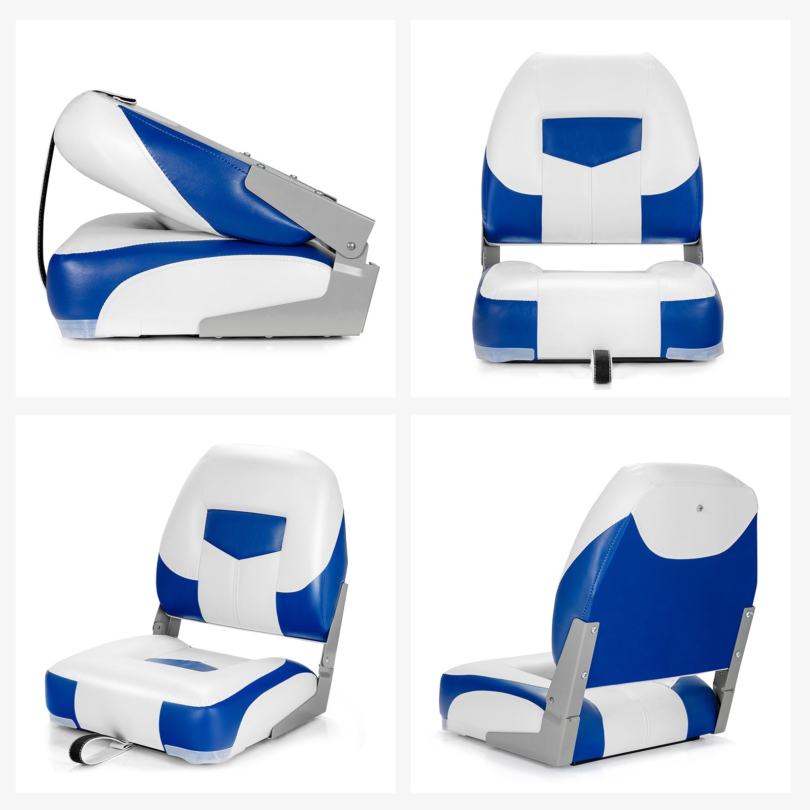 Set of 2 Folding Low Back Fishing Boat Seat with Stainless Steel Screws, Blue Swimming at Gallery Canada