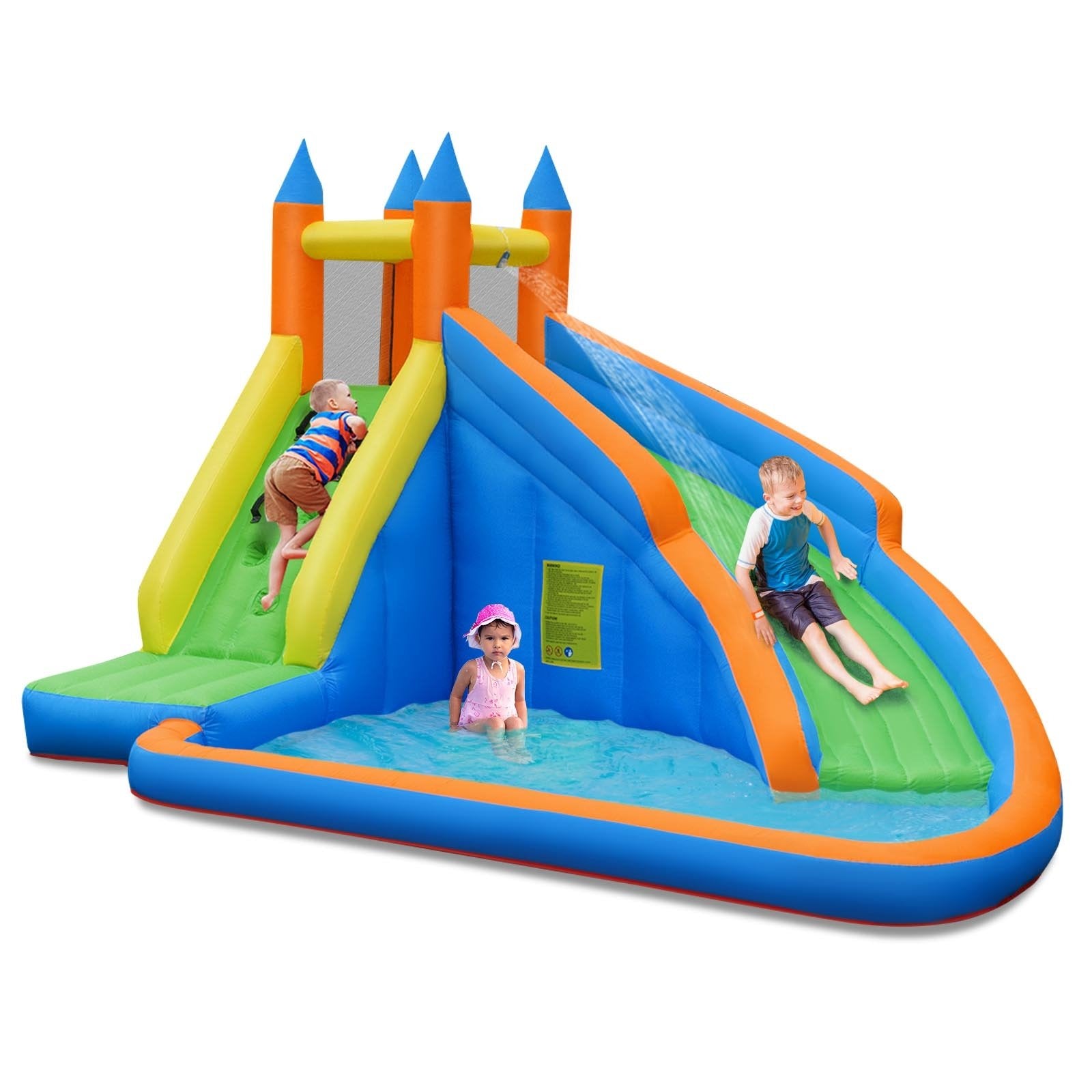 Inflatable Mighty Bounce House Jumper with Water Slide without Blower, Green Bounce House at Gallery Canada