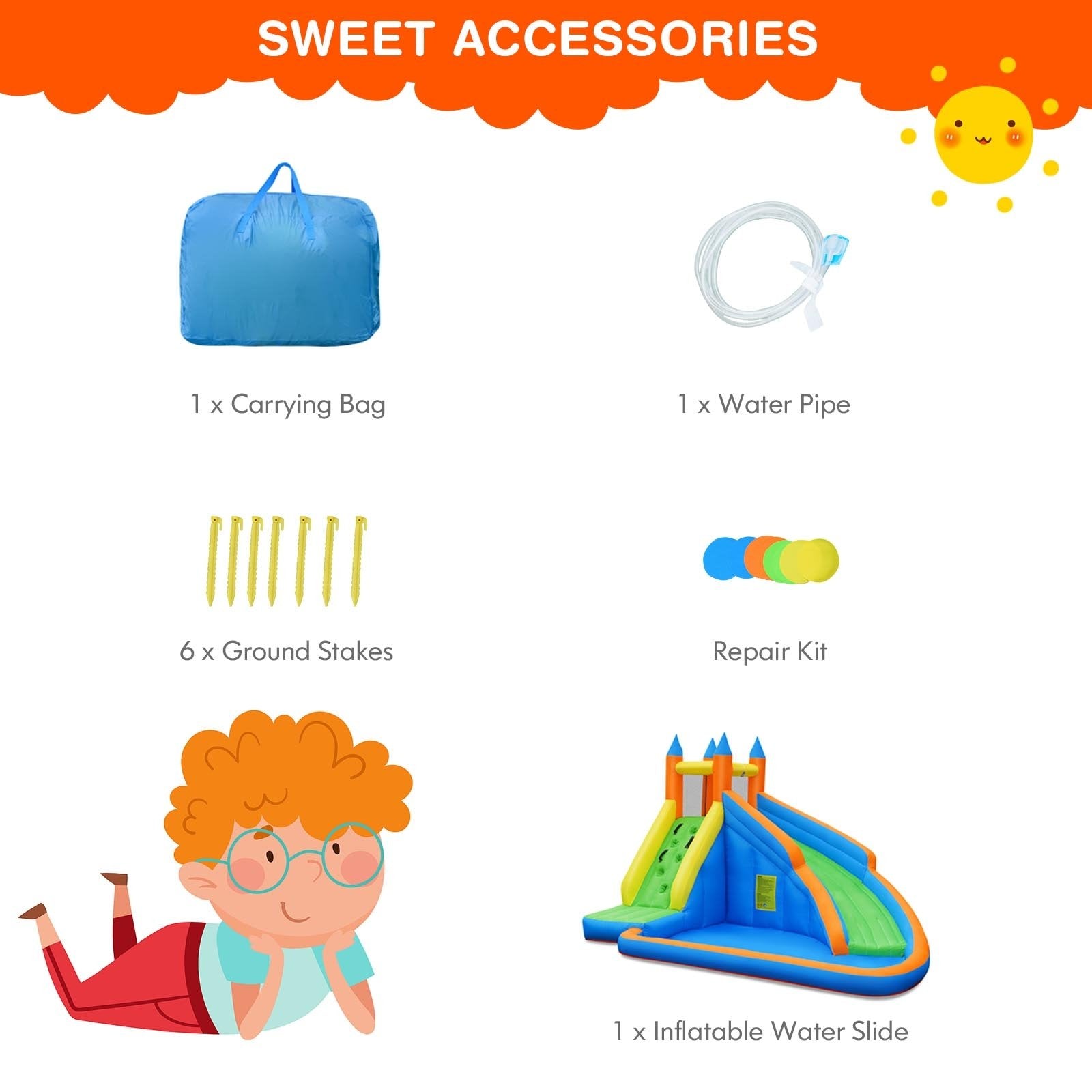 Inflatable Mighty Bounce House Jumper with Water Slide without Blower, Green Bounce House at Gallery Canada