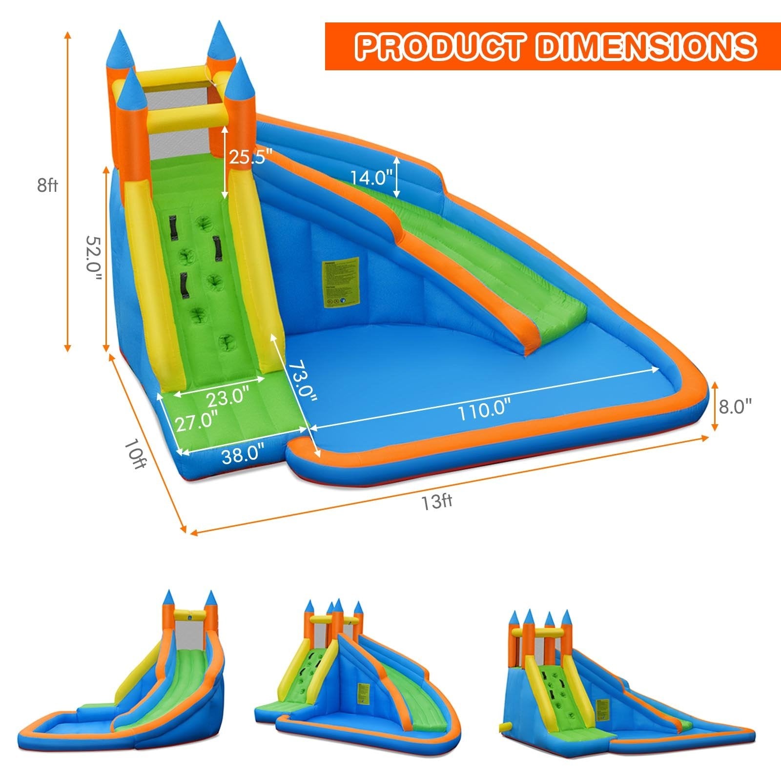 Inflatable Mighty Bounce House Jumper with Water Slide without Blower, Green Bounce House at Gallery Canada