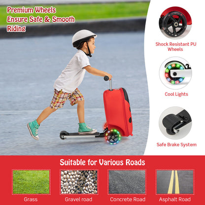 Hardshell Ride-on Suitcase Scooter with LED Flashing Wheels, Red - Gallery Canada