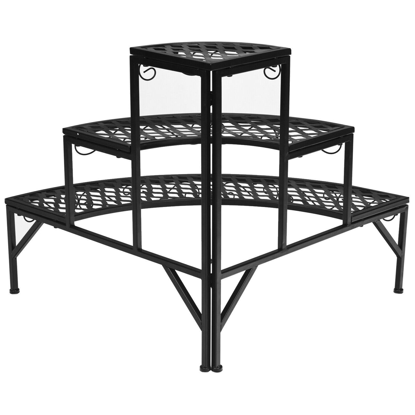 3 Tier Metal Corner Plant Display Rack, Black Plant Stands   at Gallery Canada