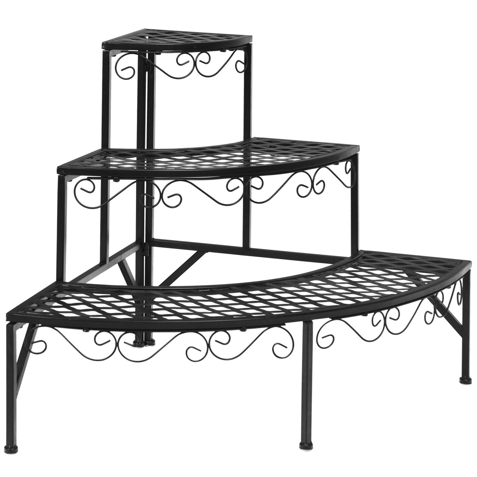 3 Tier Metal Corner Plant Display Rack, Black Plant Stands   at Gallery Canada