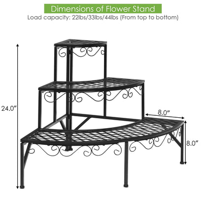 3 Tier Metal Corner Plant Display Rack, Black Plant Stands   at Gallery Canada