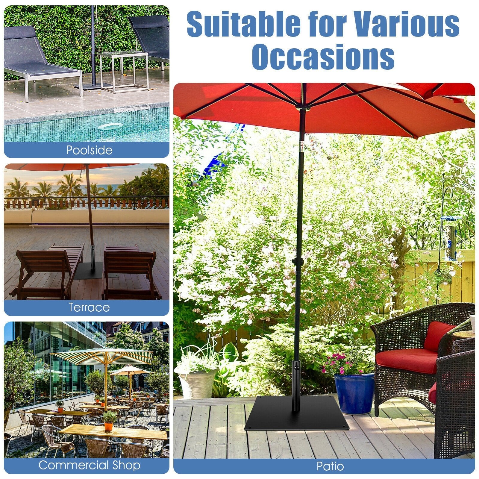 42 LBS Weighted 25 Inch Square Patio Umbrella Base Outdoor Umbrella Bases   at Gallery Canada