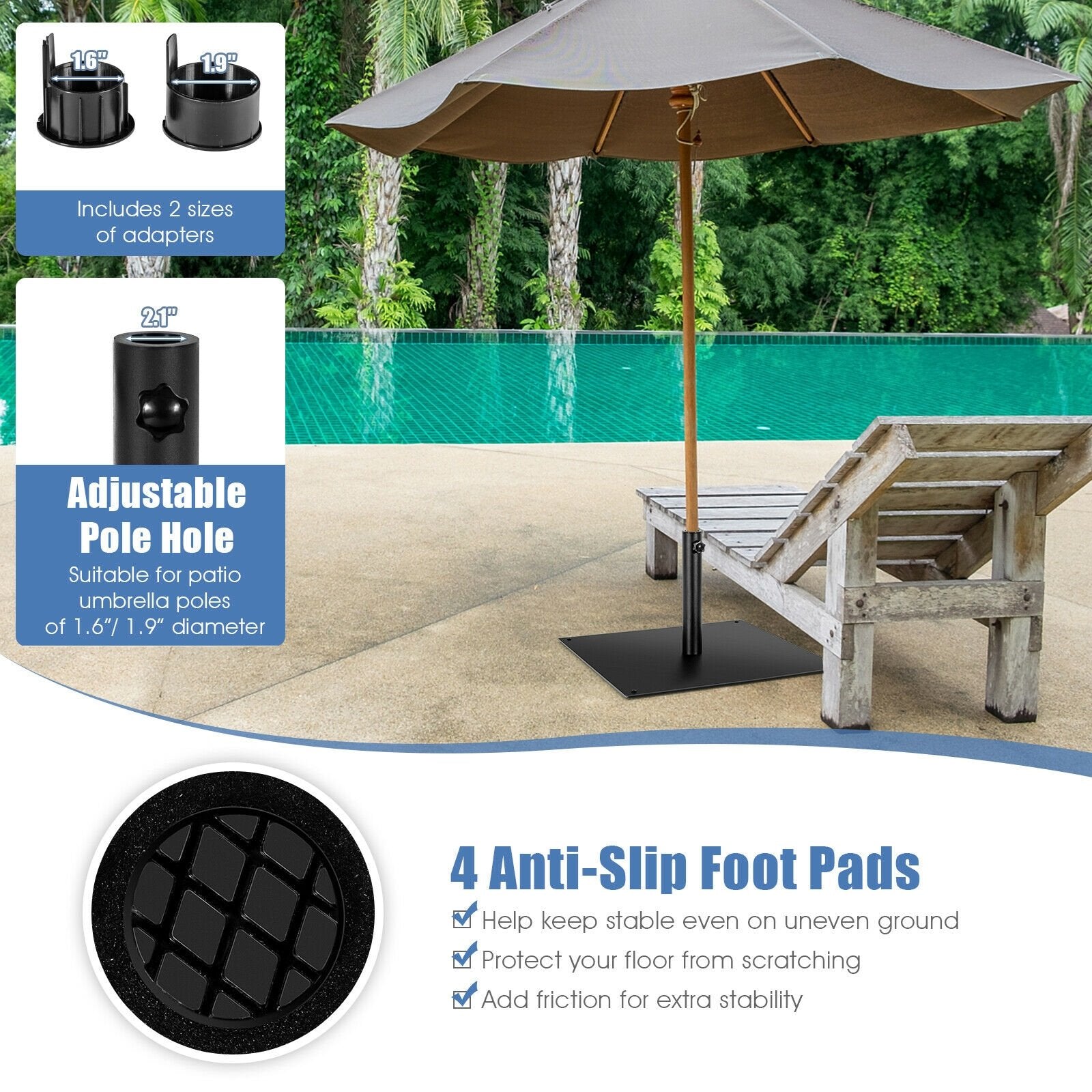 42 LBS Weighted 25 Inch Square Patio Umbrella Base Outdoor Umbrella Bases   at Gallery Canada