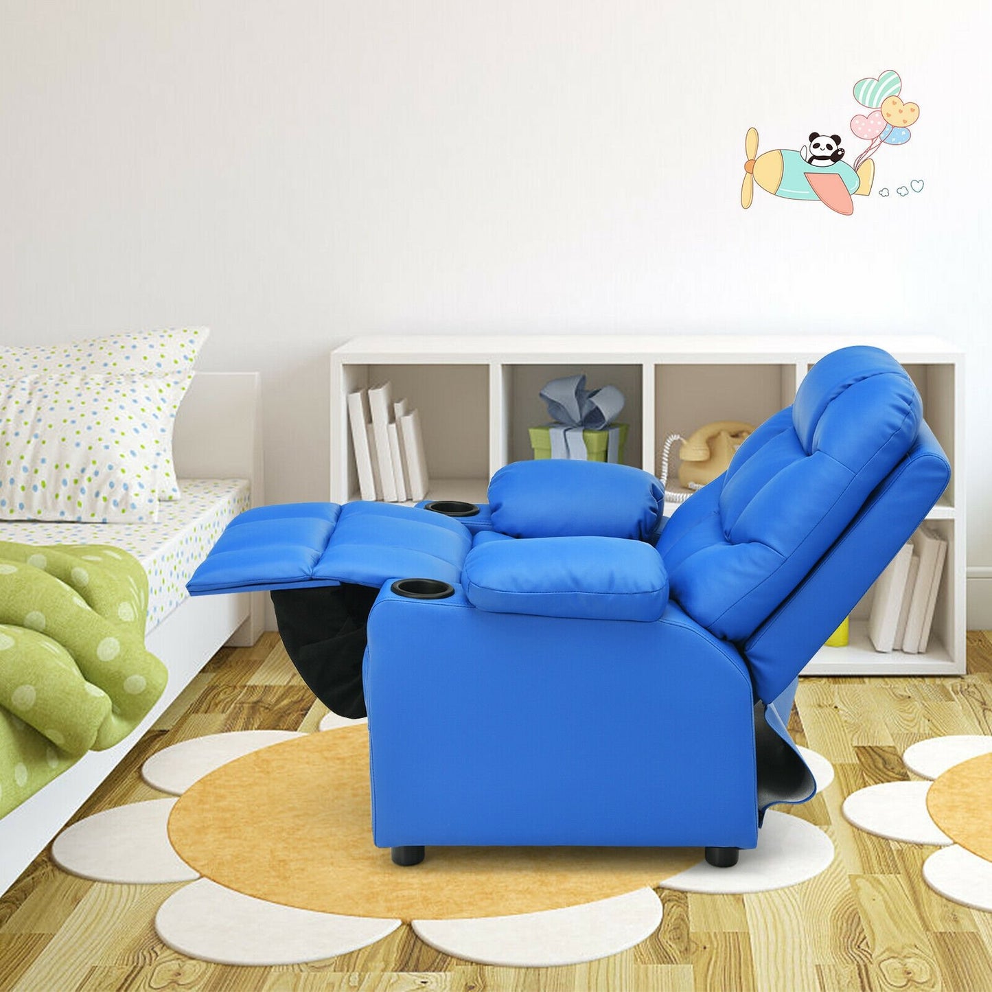 Kids Recliner Chair with Cup Holder and Footrest for Children, Blue Kids Chairs & Seating   at Gallery Canada