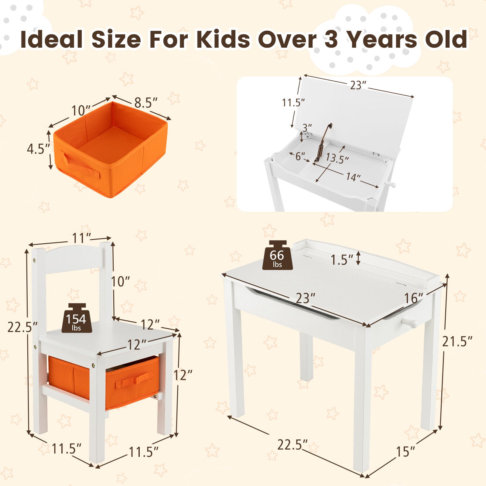Wood Activity Kids Table and Chair Set with Storage Space, White Kids Table & Chair Sets at Gallery Canada