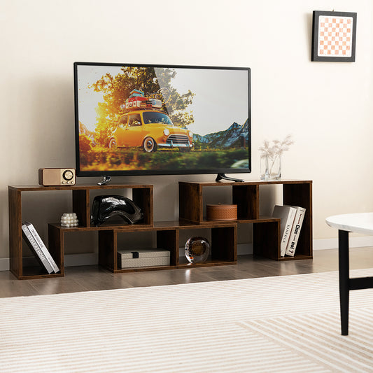 3 Pieces Console TV Stand for TVs up to 65 Inch with Shelves, Brown Entertainment Centers & TV Stands Brown  at Gallery Canada