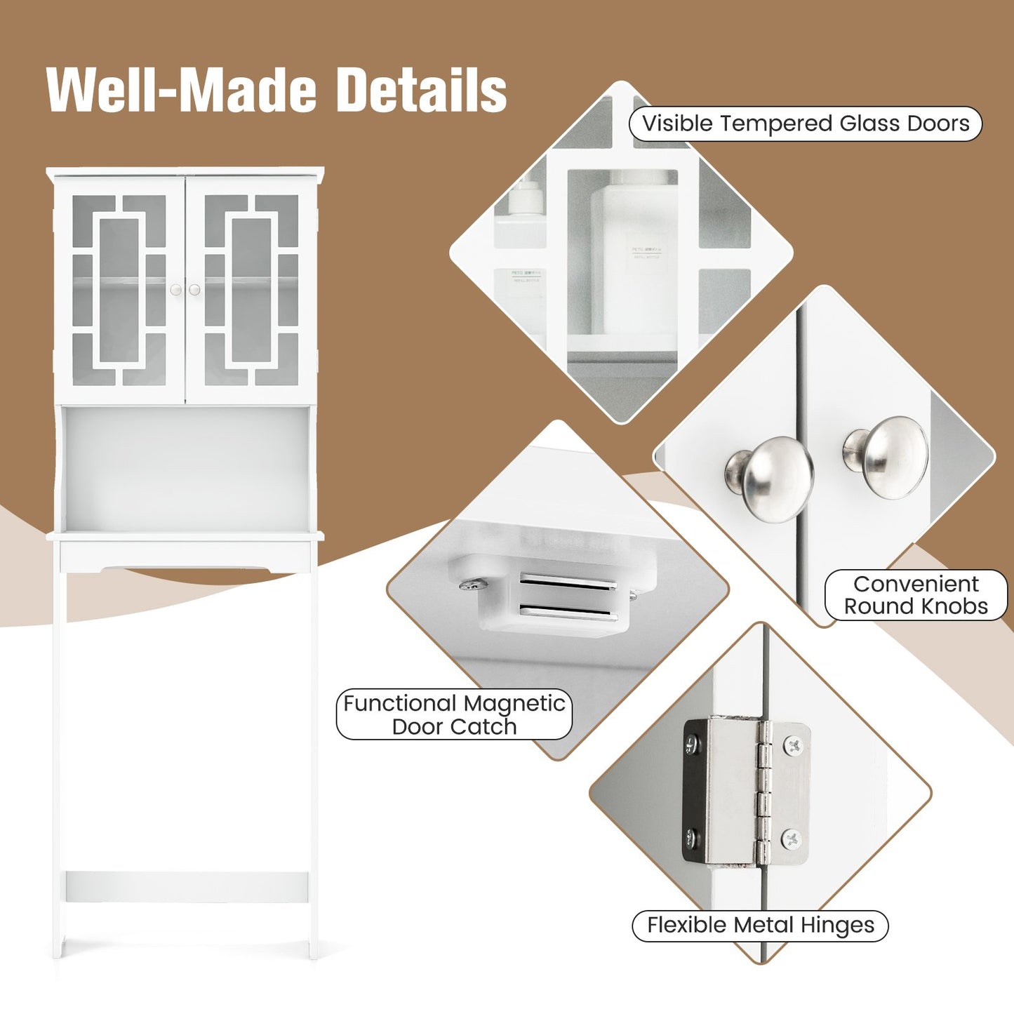 Bathroom Spacesaver Over the Toilet Door Storage Cabinet, White Bathroom Etagere   at Gallery Canada