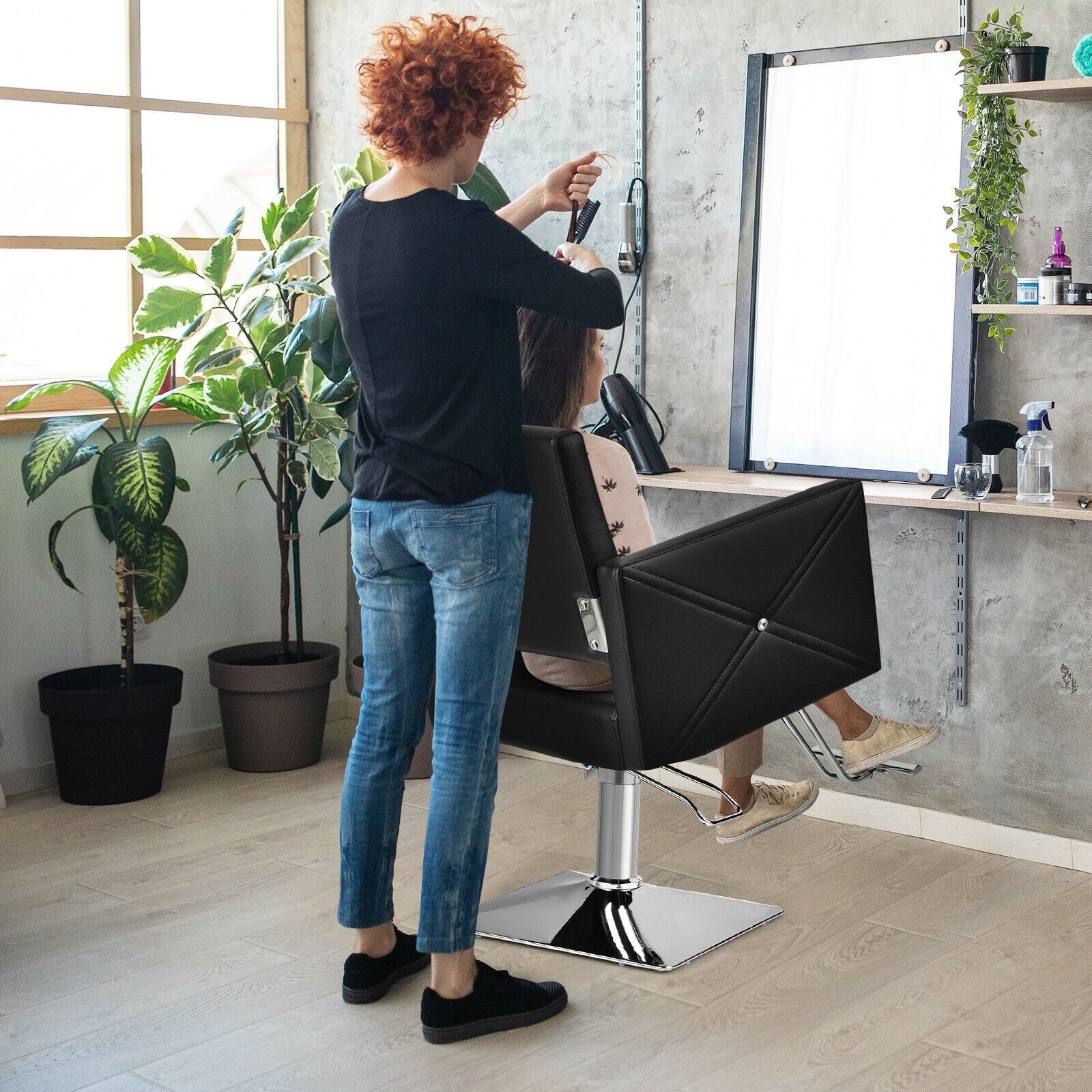 Salon Chair for Hair Stylist with Adjustable Swivel Hydraulic, Black Spa & Salon   at Gallery Canada