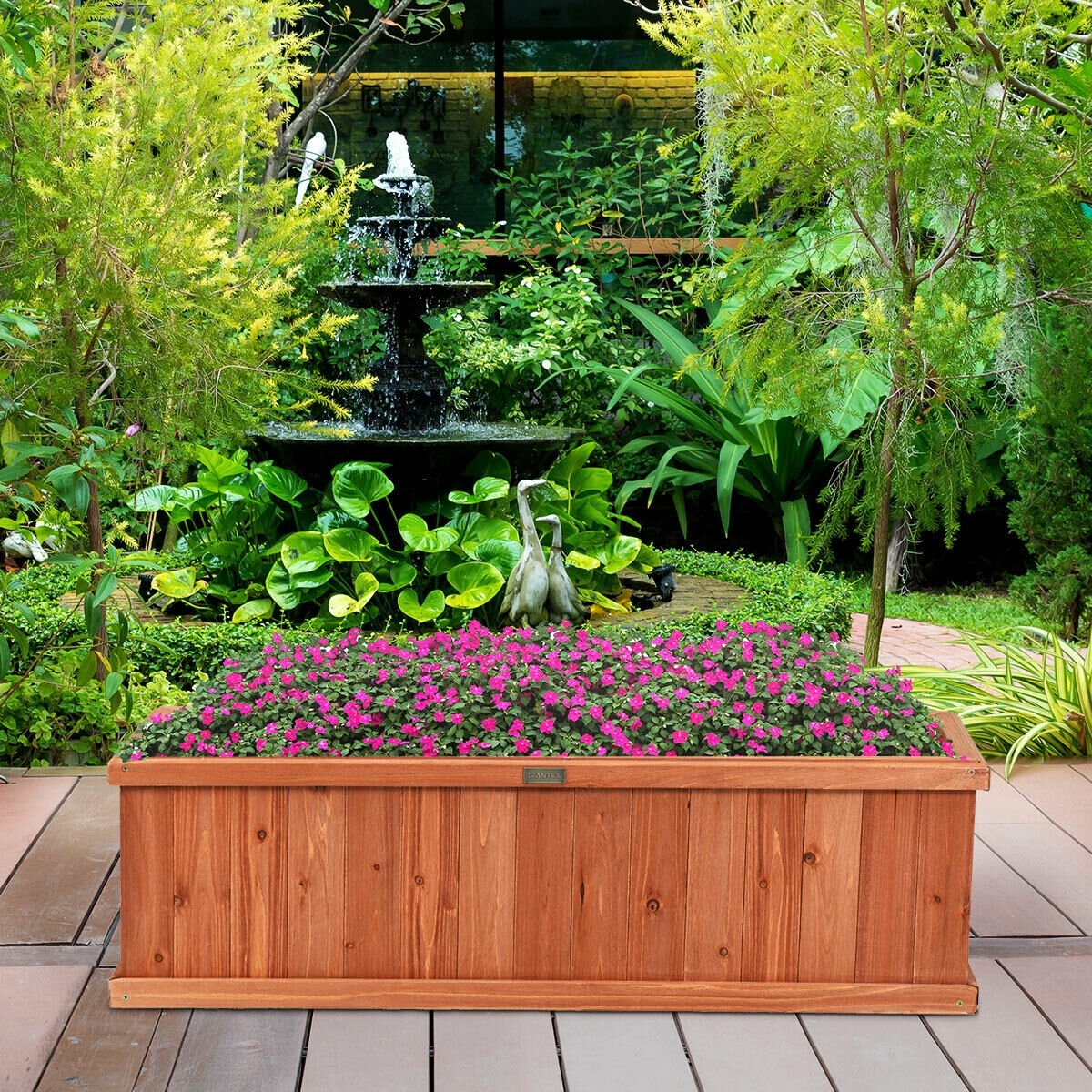 Wooden Decorative Planter Box for Garden Yard and Window , Brown Raised Garden Beds   at Gallery Canada