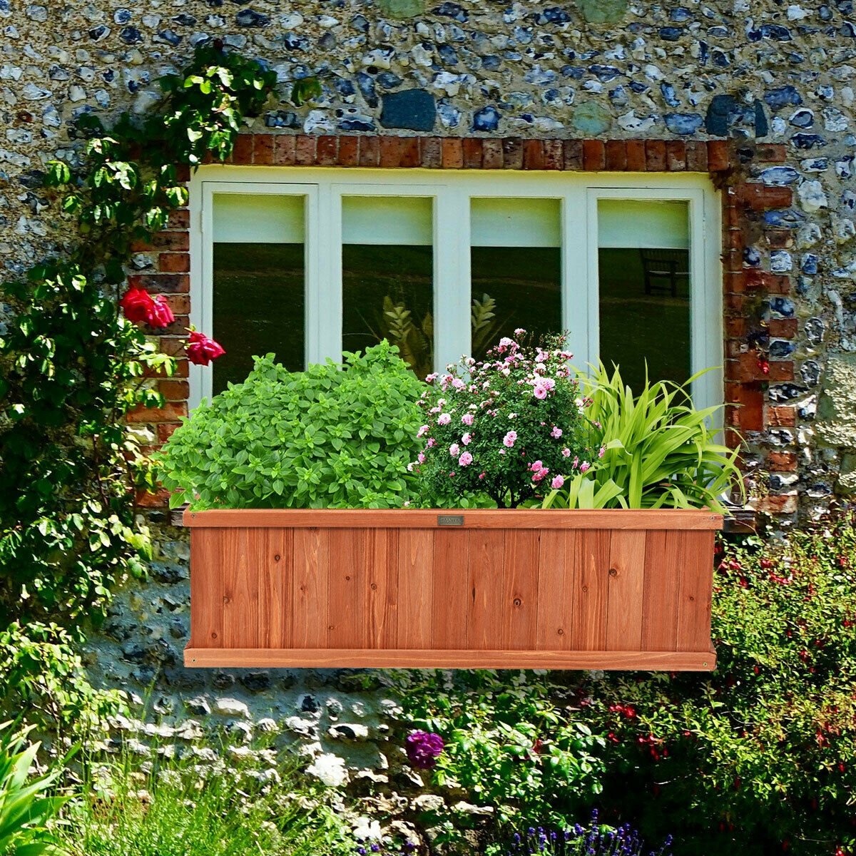 Wooden Decorative Planter Box for Garden Yard and Window , Brown Raised Garden Beds   at Gallery Canada