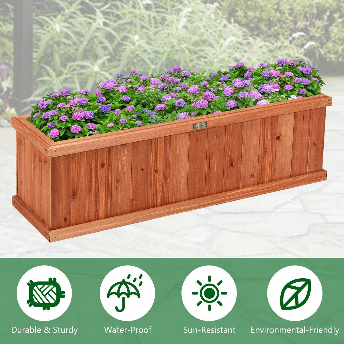 Wooden Decorative Planter Box for Garden Yard and Window , Brown Raised Garden Beds   at Gallery Canada