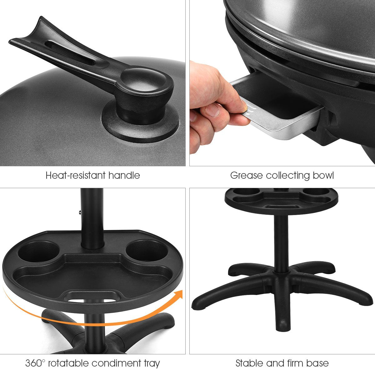 1350 W Outdoor Electric BBQ Grill with Removable Stand Easy to Install, Black Outdoor Grills at Gallery Canada