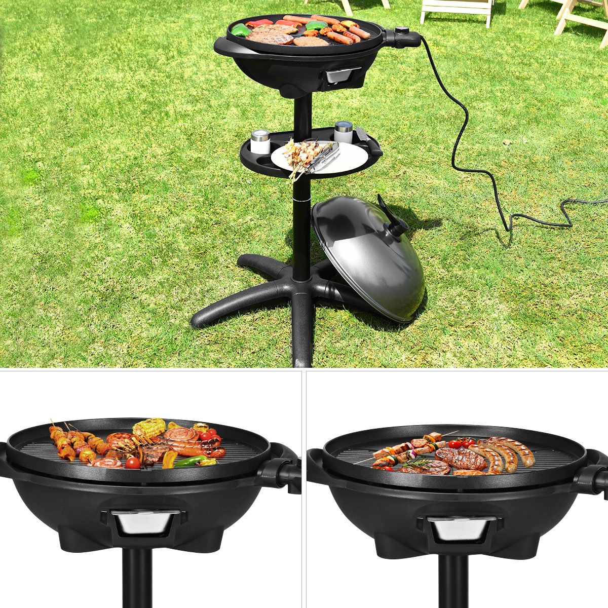 1350 W Outdoor Electric BBQ Grill with Removable Stand Easy to Install, Black Outdoor Grills at Gallery Canada