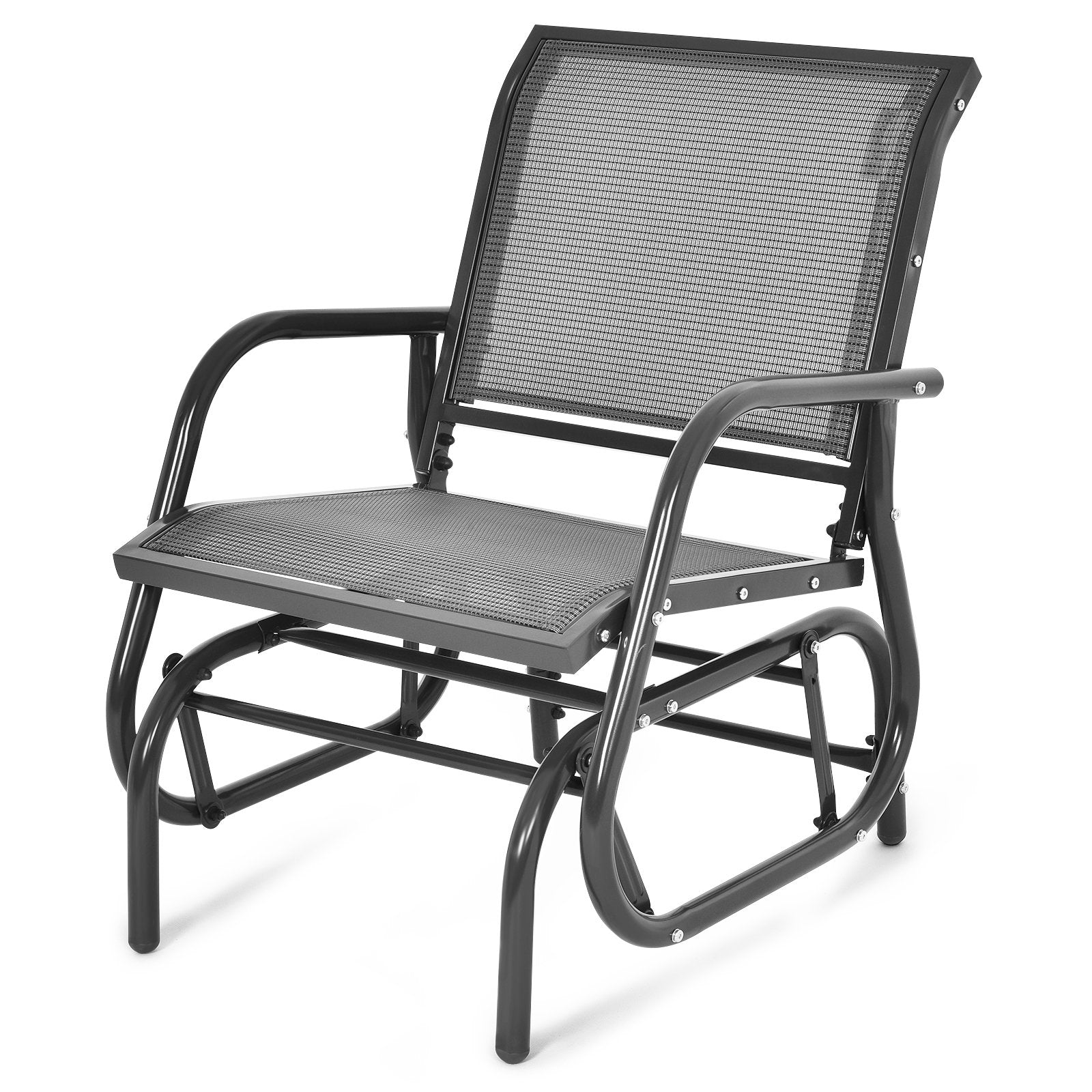 Outdoor Single Swing Glider Rocking Chair with Armrest, Gray Patio Rocking Chairs & Gliders   at Gallery Canada