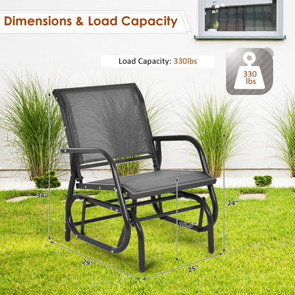 Outdoor Single Swing Glider Rocking Chair with Armrest, Gray Patio Rocking Chairs & Gliders   at Gallery Canada