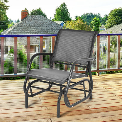 Outdoor Single Swing Glider Rocking Chair with Armrest, Gray Patio Rocking Chairs & Gliders   at Gallery Canada