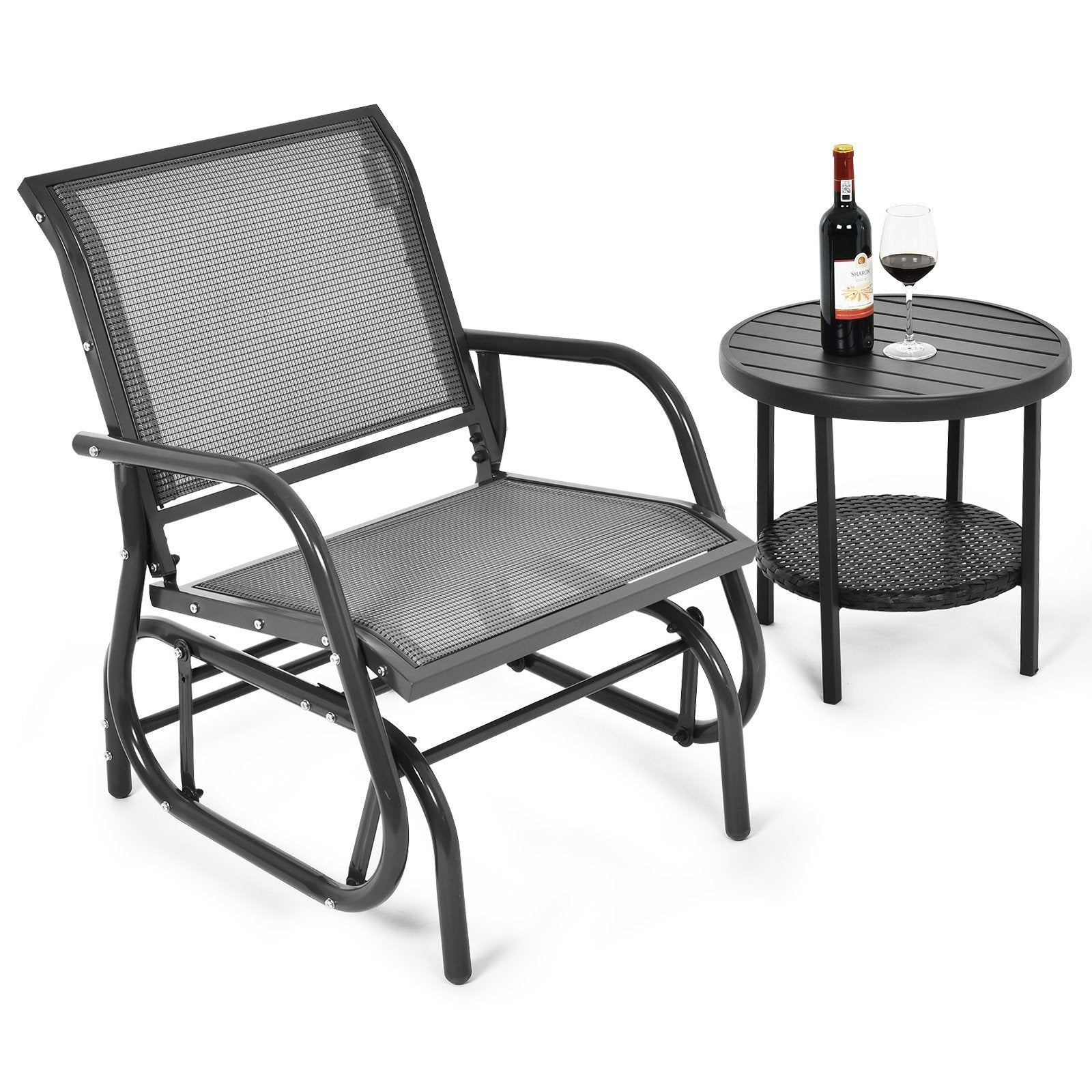 Outdoor Single Swing Glider Rocking Chair with Armrest, Gray Patio Rocking Chairs & Gliders   at Gallery Canada