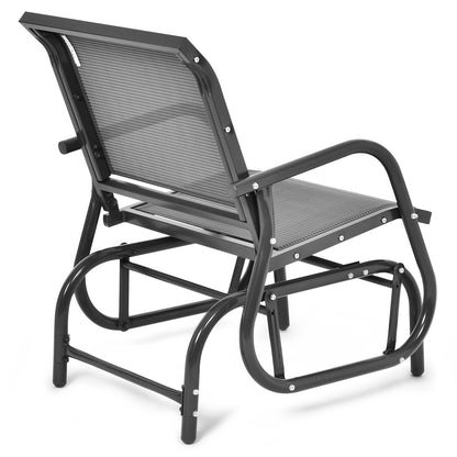 Outdoor Single Swing Glider Rocking Chair with Armrest, Gray Patio Rocking Chairs & Gliders   at Gallery Canada