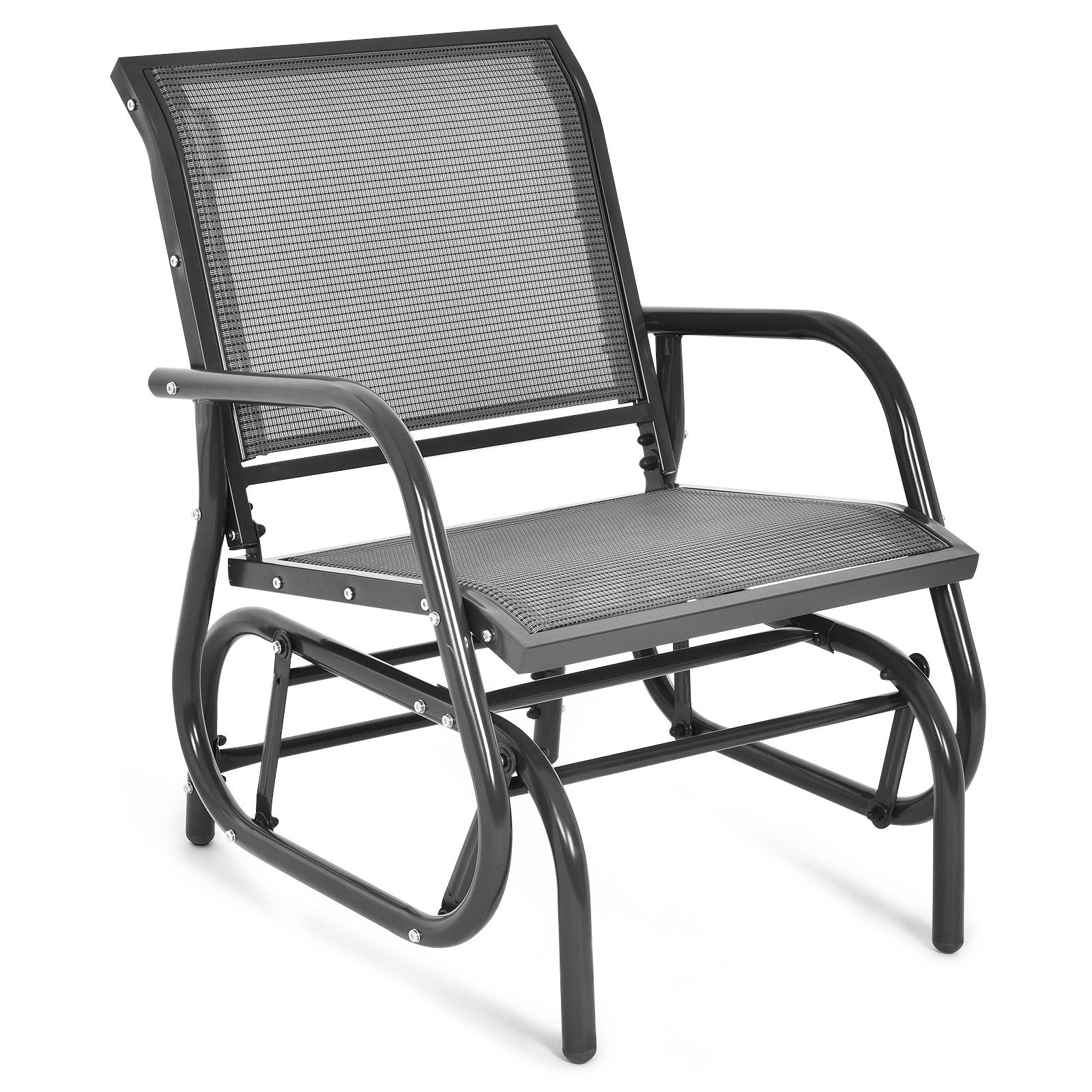 Outdoor Single Swing Glider Rocking Chair with Armrest, Gray Patio Rocking Chairs & Gliders   at Gallery Canada