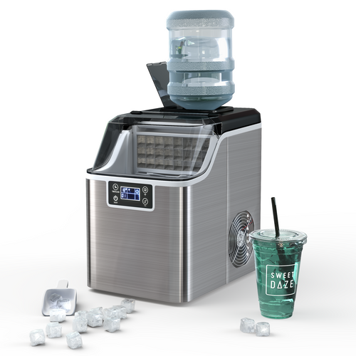 Electric Portable Countertop Ice Maker with Ice Scoop and Basket-Sliver, Silver
