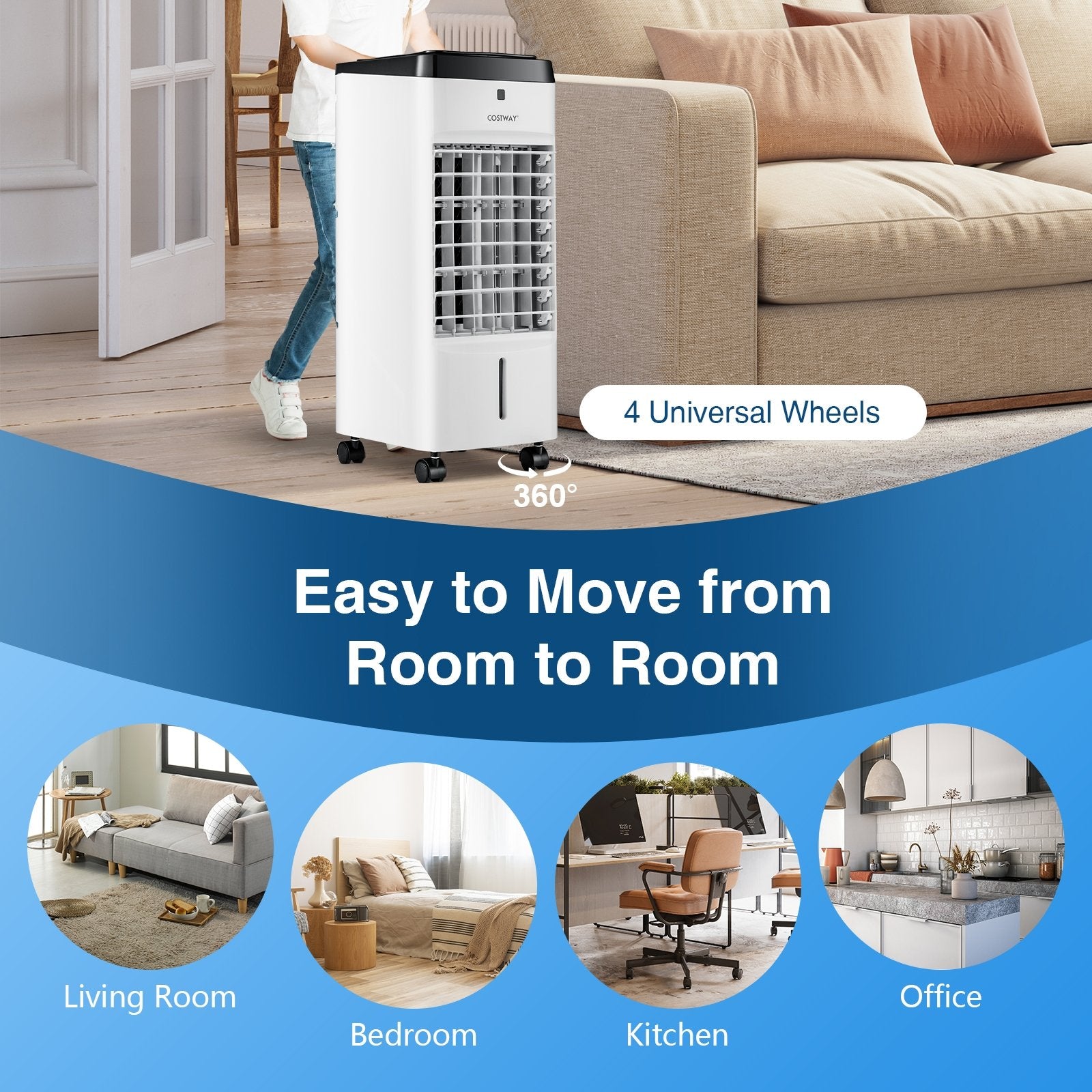 3-in-1 Evaporative Air Cooler with 4 Modes, White Air Coolers   at Gallery Canada