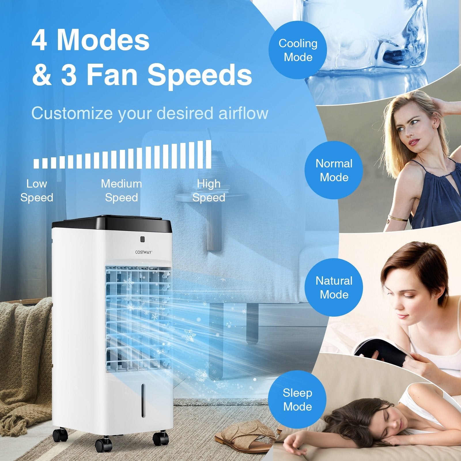 3-in-1 Evaporative Air Cooler with 4 Modes, White Air Coolers   at Gallery Canada