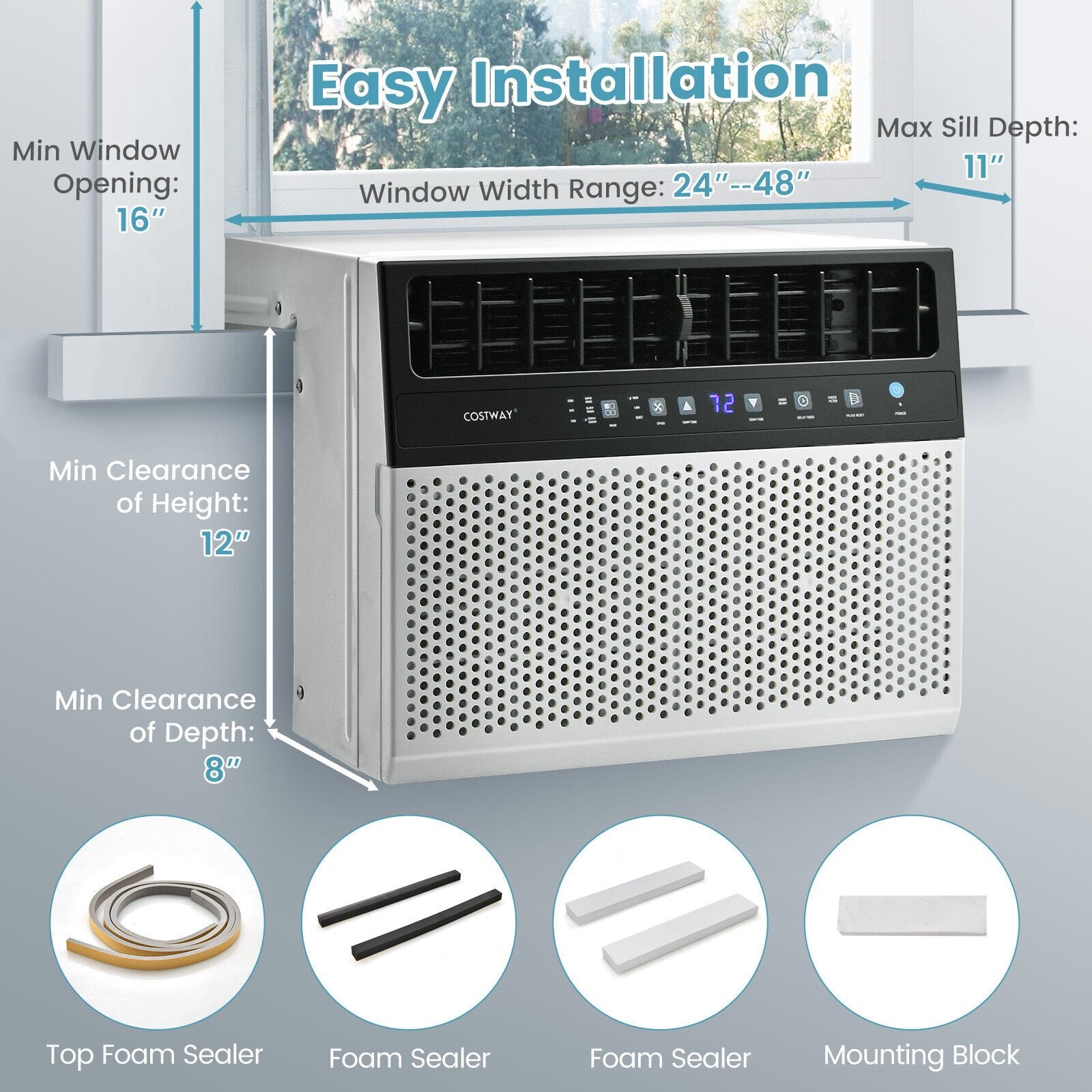 Window Air Conditione with Handy Remote and LED Control Panel-10000 BTU, White Air Conditioners   at Gallery Canada