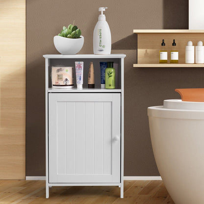 Bathroom Freestanding  Adjustable Shelf Floor Storage Cabinet, White Floor Cabinets   at Gallery Canada