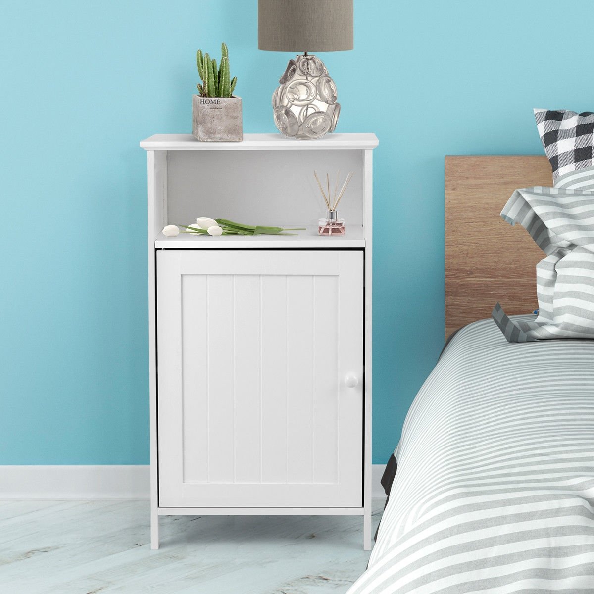 Bathroom Freestanding  Adjustable Shelf Floor Storage Cabinet, White Floor Cabinets   at Gallery Canada