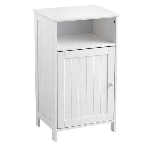 Bathroom Freestanding  Adjustable Shelf Floor Storage Cabinet, White