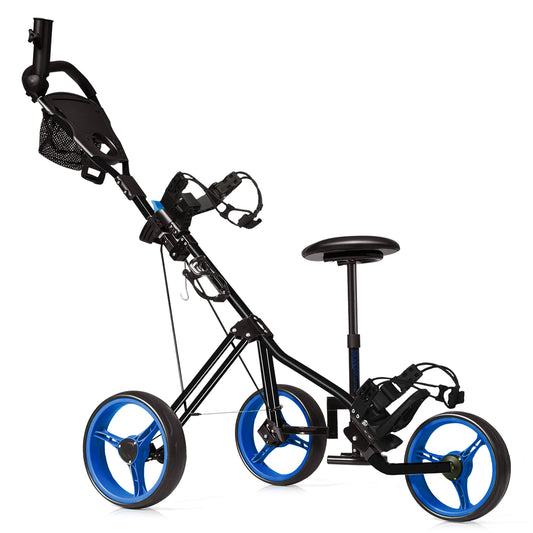 Foldable 3 Wheels Push Pull Golf Trolley with Scoreboard Bag, Navy Golf Navy  at Gallery Canada