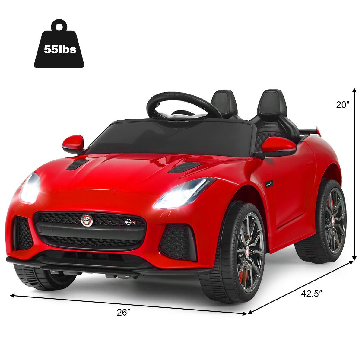 12V Jaguar F-Type SVR Licensed Kids Ride On Car, Red Powered Ride On Toys   at Gallery Canada