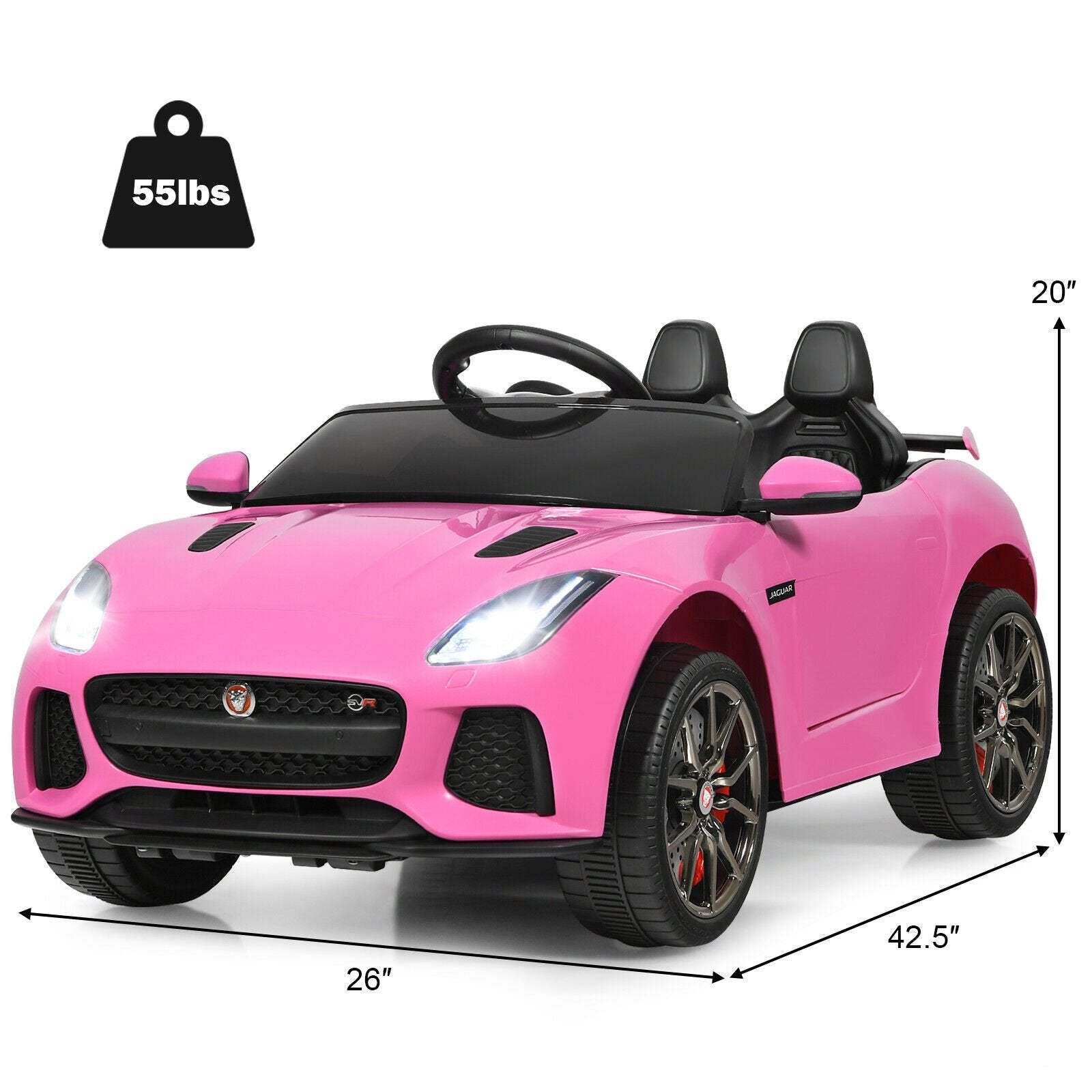 12V Jaguar F-Type SVR Licensed Kids Ride On Car, Pink Powered Ride On Toys   at Gallery Canada