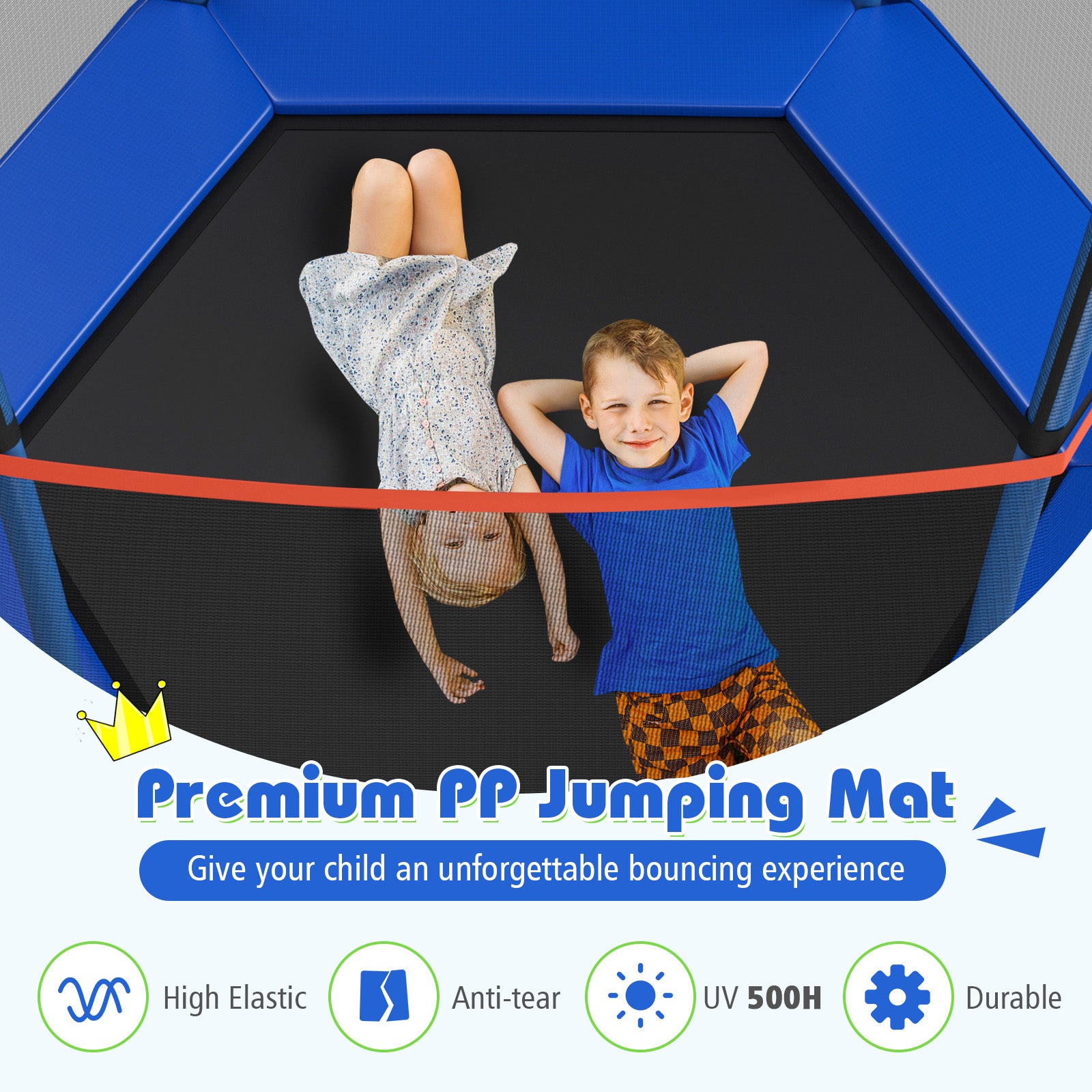 7 Ft Kids Trampoline W/ Safety Enclosure Net, Blue Trampolines   at Gallery Canada