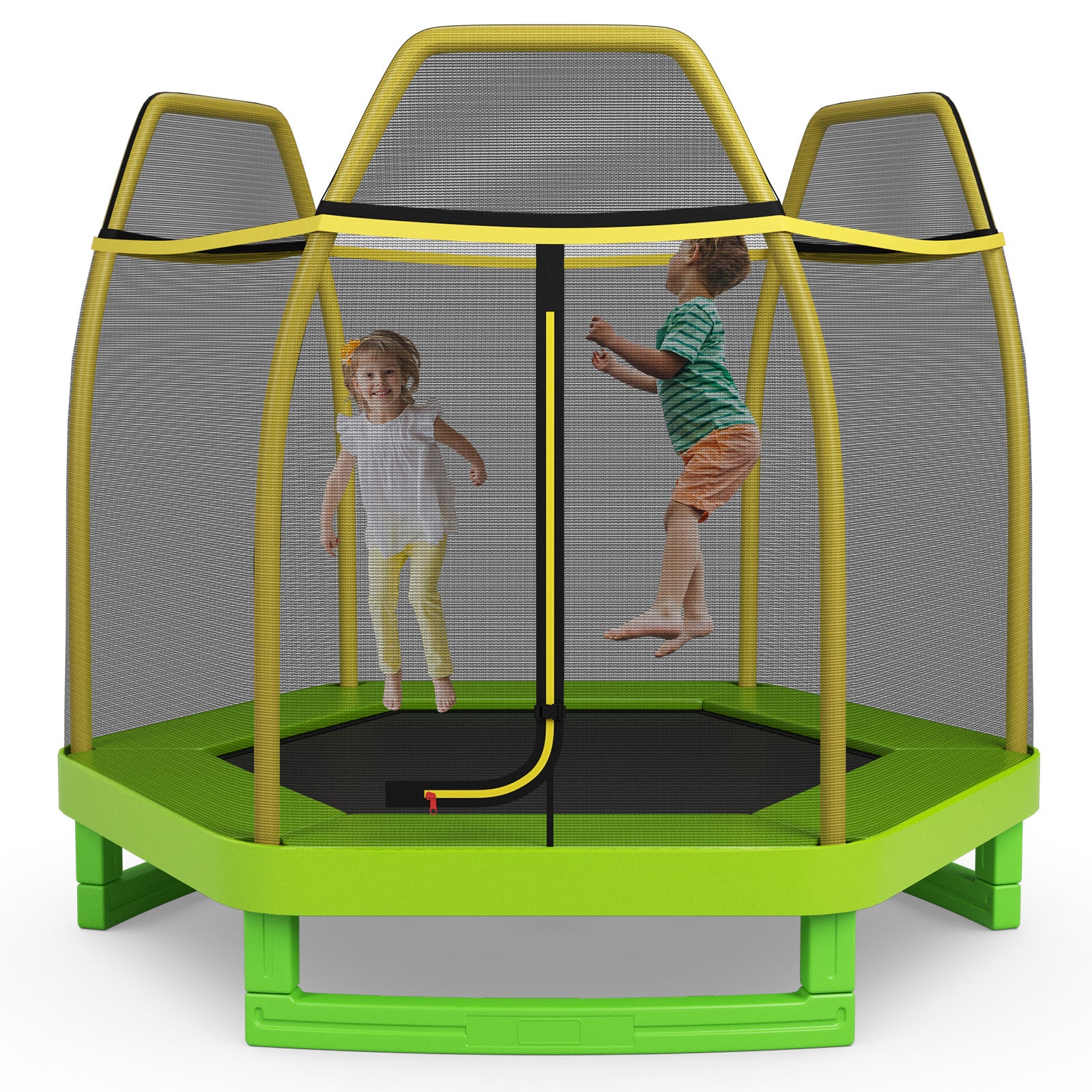 7FT Kids Trampoline with Safety Enclosure Net, Green Trampolines   at Gallery Canada