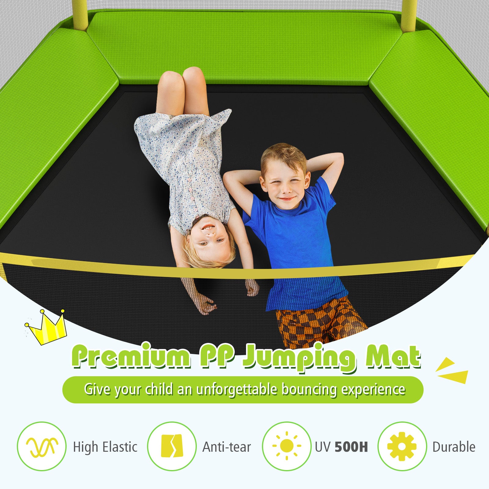 7FT Kids Trampoline with Safety Enclosure Net, Green Trampolines   at Gallery Canada