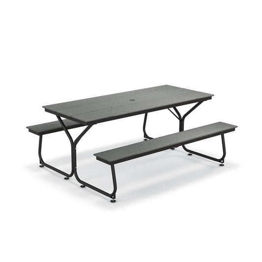 6 Feet Outdoor Picnic Table Bench Set for 6-8 People, Gray - Gallery Canada