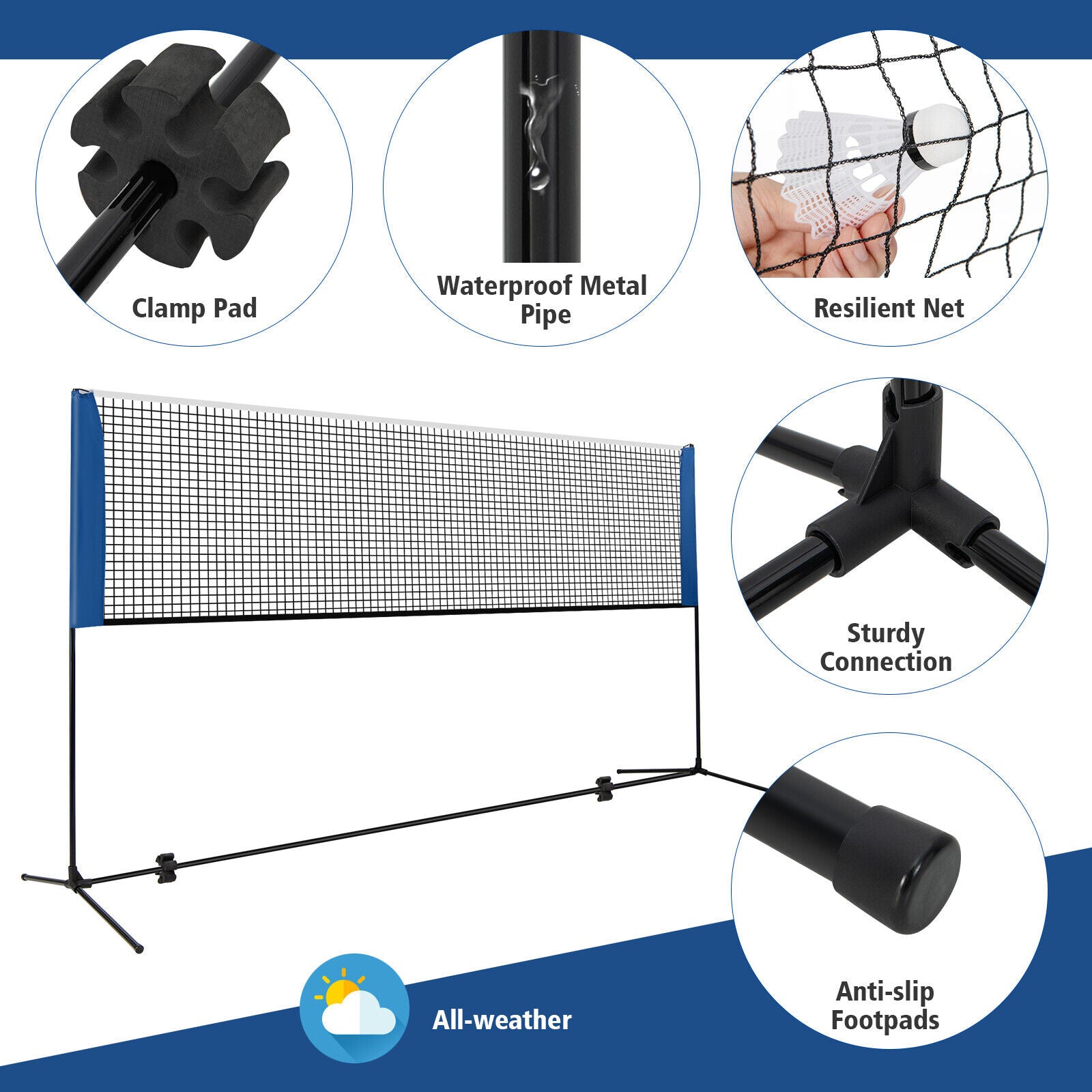 10/14 Feet Adjustable Badminton Net Stand with Portable Carry Bag-14 ft, Black Sport Equipments at Gallery Canada