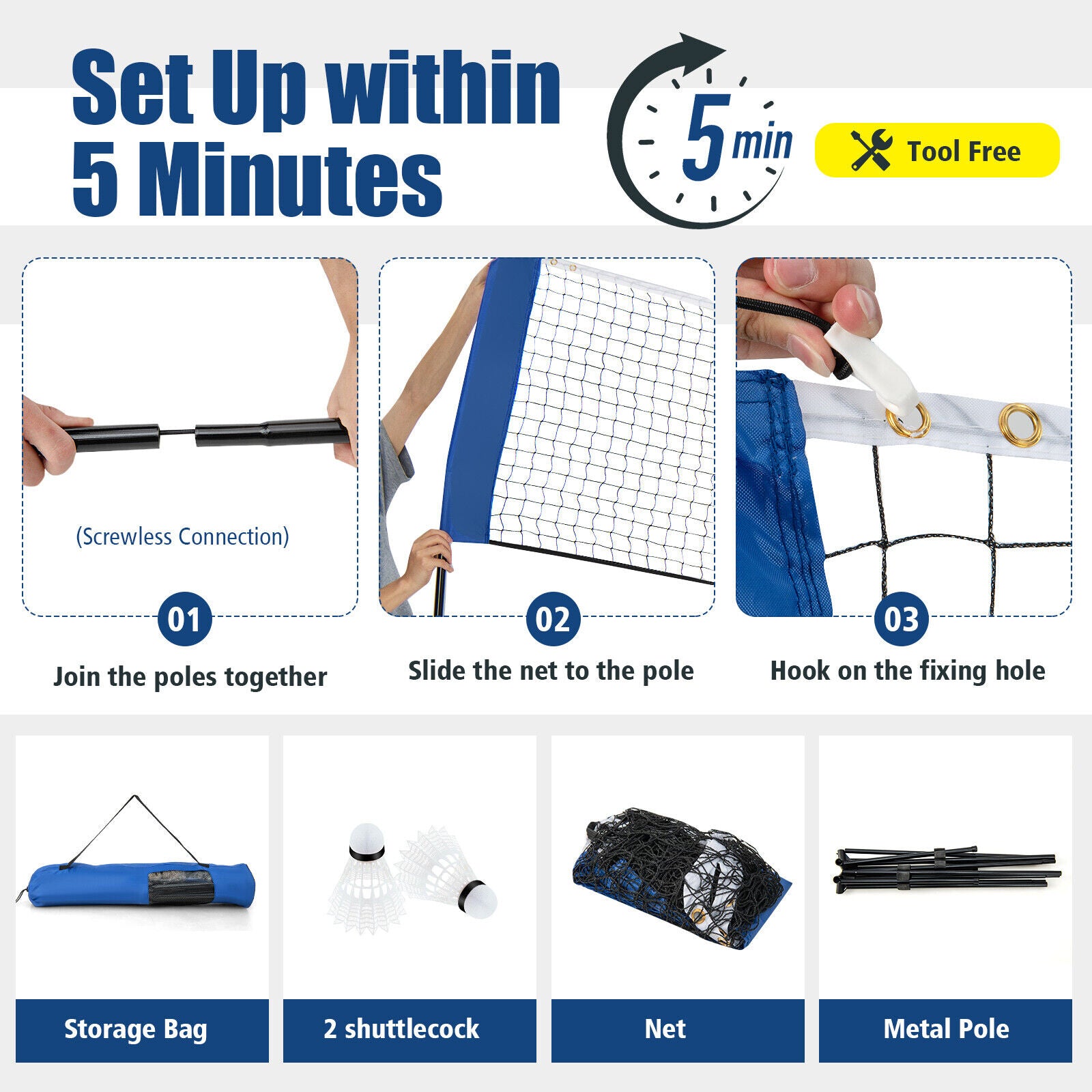 10/14 Feet Adjustable Badminton Net Stand with Portable Carry Bag-14 ft, Black Sport Equipments at Gallery Canada