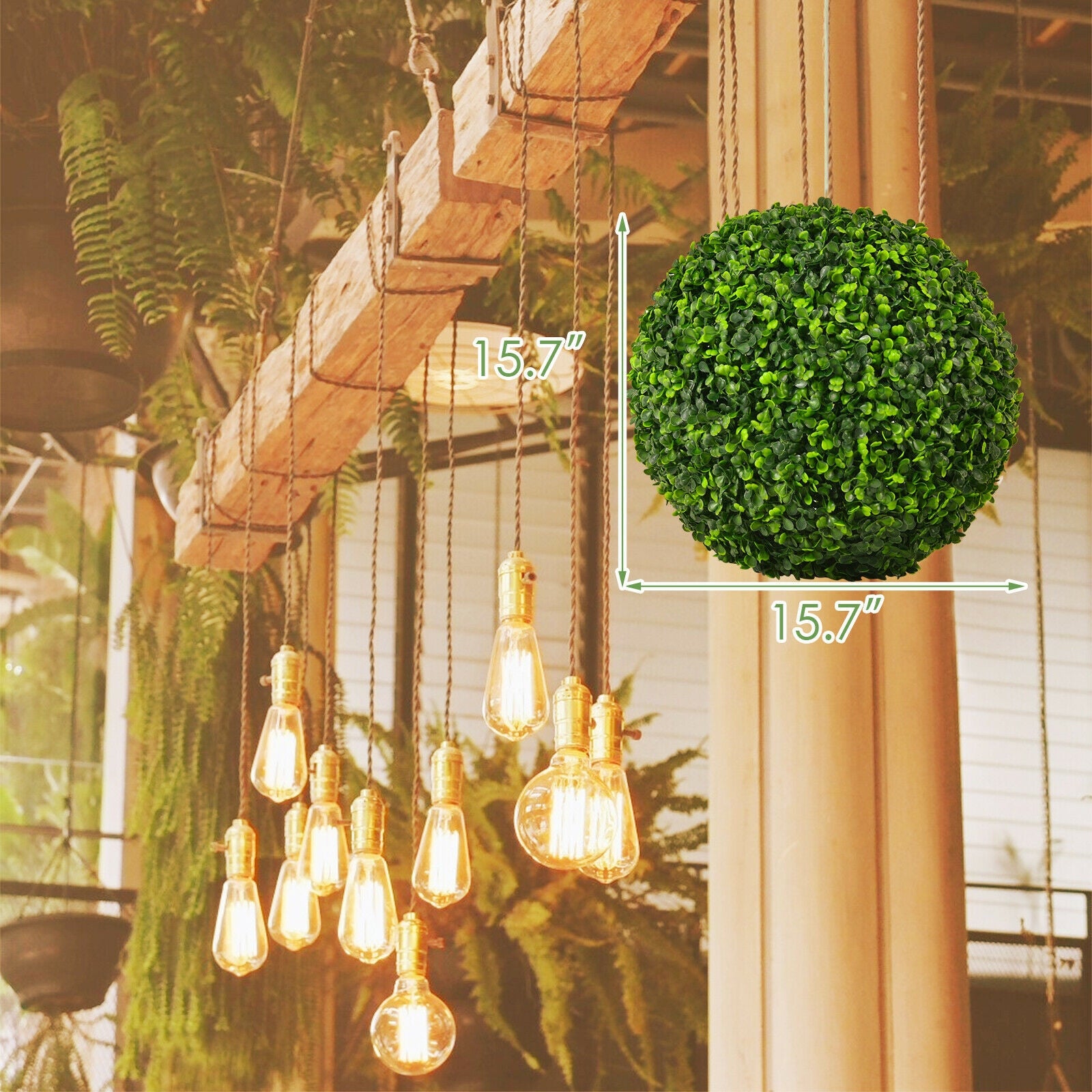 2 Pieces 15.7 Inch Artificial Boxwood Topiary Ball Tree Set, Green Faux Plants at Gallery Canada