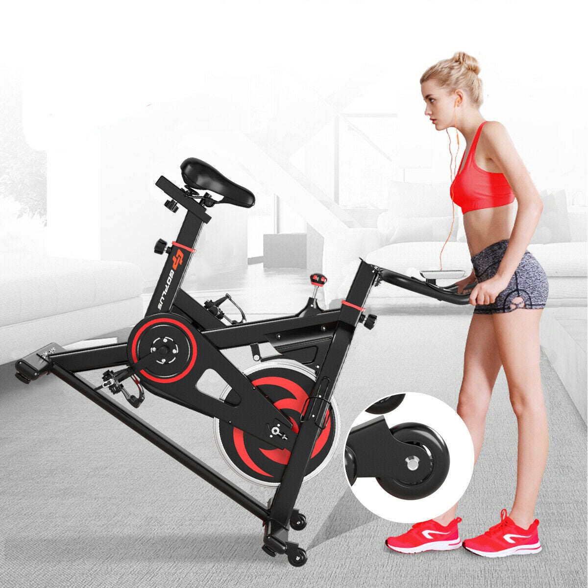 30 lbs Family Fitness Aerobic Exercise Magnetic Bicycle, Black Exercise Bikes   at Gallery Canada