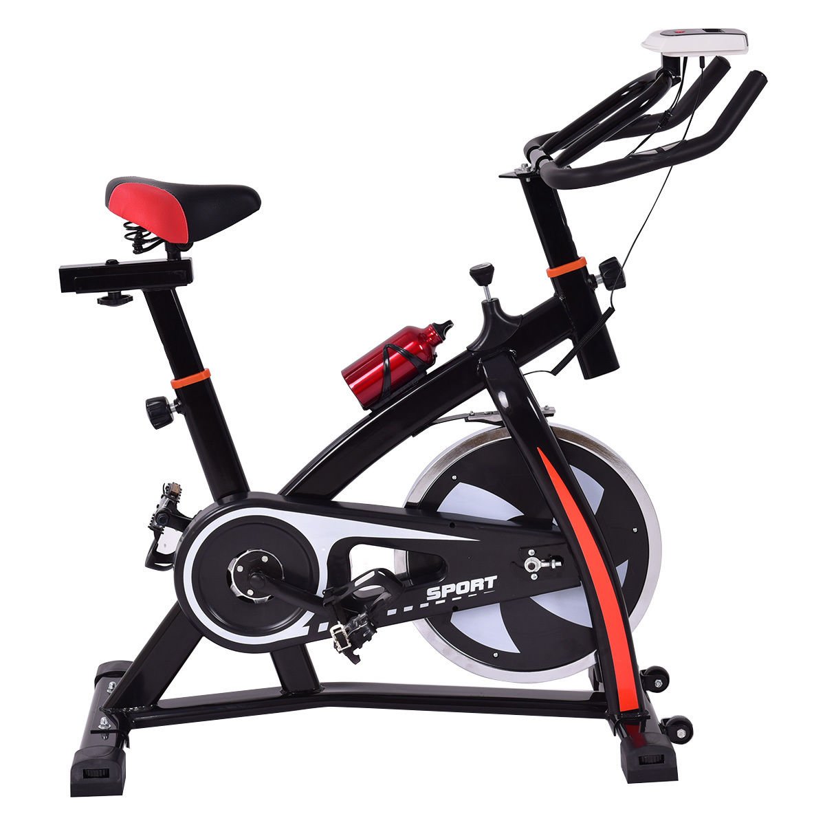 Household Adjustable Indoor Exercise Cycling Bike Trainer with Electronic Meter, Black Exercise Bikes at Gallery Canada